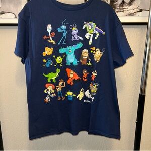 Pixar Character Graphic Short Sleeve Tee Shirt Size Large Navy Blue